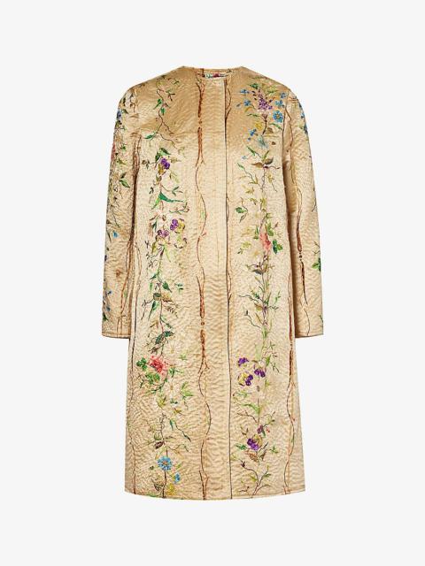 By Walid Tanita floral-embroidered silk coat
