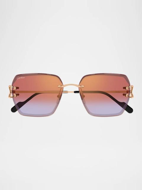 Cartier Motifs De Cartier 58MM Platinum-Plated Butterfly Sunglasses