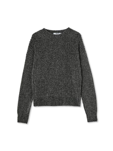 MSGM Crewneck sweater in metal blend fabric | msgm | REVERSIBLE