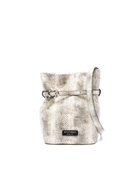 EMPORIO ARMANI snake-effect leather bucket bag