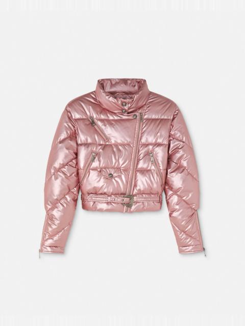 VERSACE JEANS COUTURE Baroque Buckle Metallic Puffer Jacket