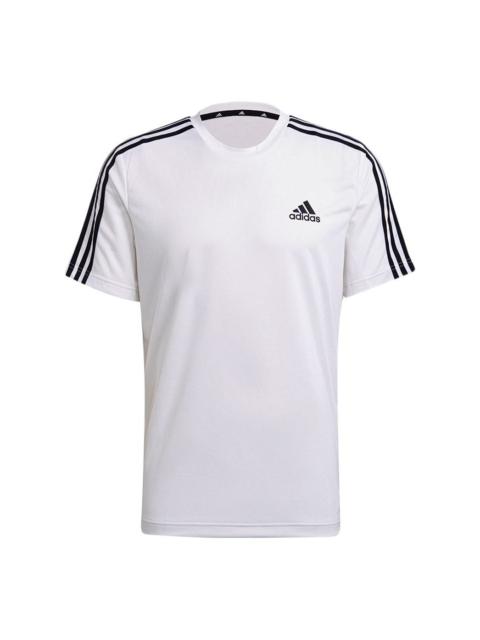 adidas Aeroready Sports Triple Stripes Short Sleeve Men's White GM2156