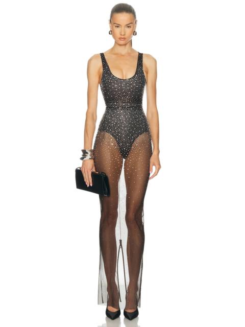 ALEX PERRY Crystal Mesh Column Dress