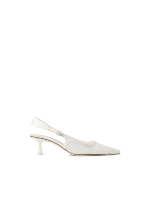 JIMMY CHOO Amel 50 glitter-embellished slingback pumps