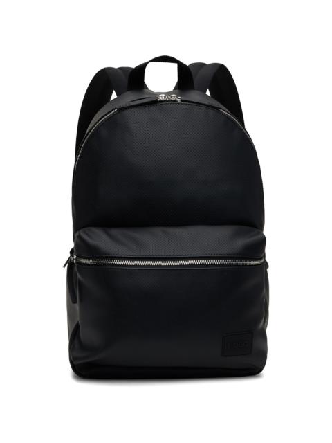 HUGO Black Perforated Faux Leather Backpack