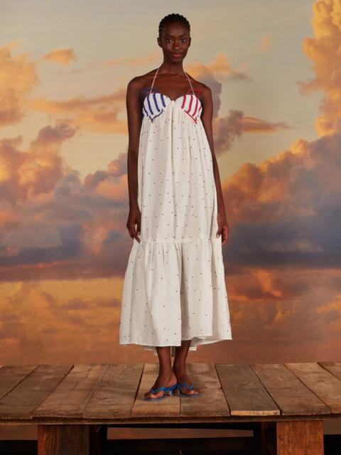 FARM RIO White Beaded Fishes Sleeveless Maxi Dress