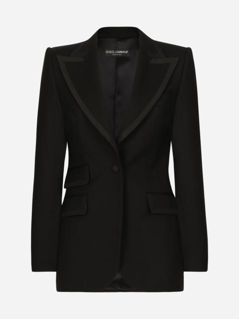 Single-breasted twill Turlington tuxedo jacket