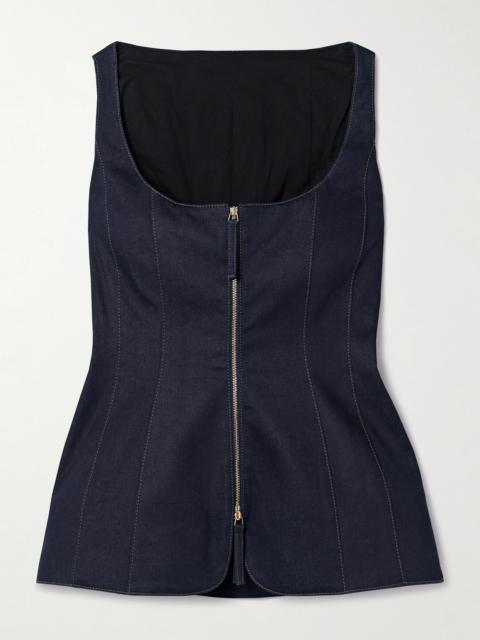 CAROLINA HERRERA Denim Peplum Tank