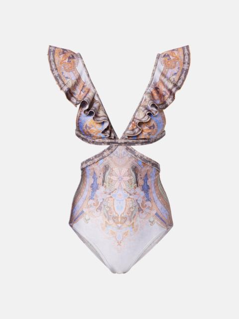 Zimmermann Como cutout printed swimsuit