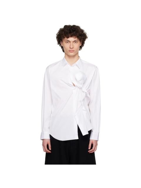 Comme des Garçons SHIRT White Cotton Plain Poplin 3D Rose Shirt