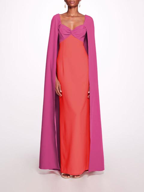 Marchesa TWO-TONE SWEETHEART CAPE GOWN