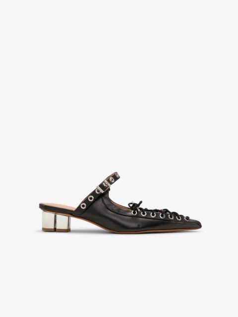 GANNI BLACK OLEATEX LACE-UP MULES