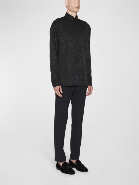 TOM FORD Men's Tonal Leopard Sport Shirt