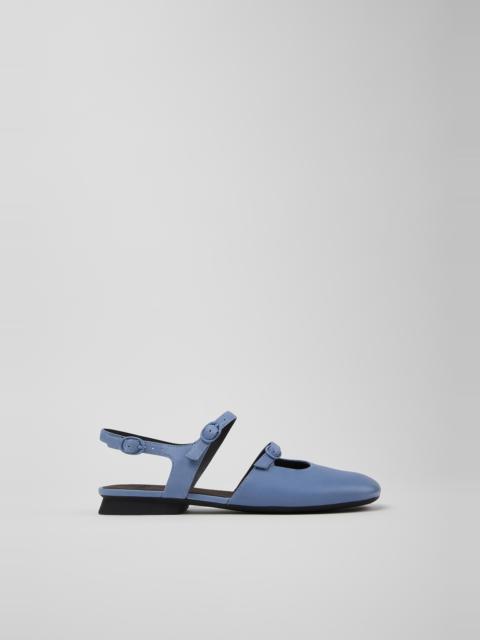 CAMPER Casi Myra Blue Leather Semi-Open Shoes for Women.