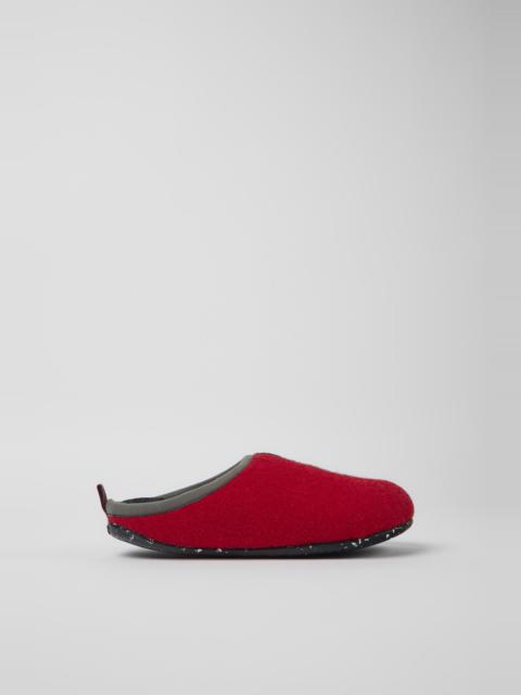 CAMPER Twins Gray, red, and burgundy wool slippers for women