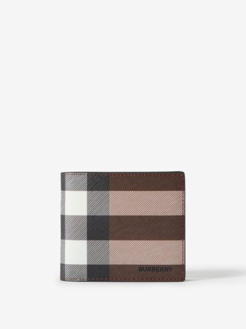 Burberry Exaggerated Check and Leather Bifold Wallet