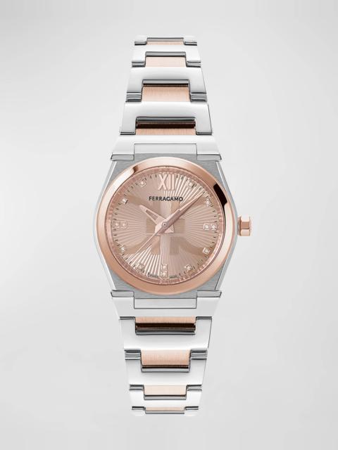 28mm Vega Holiday Capsule Watch with Bracelet Strap, Two Tone Rose Gold
