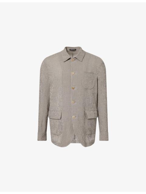 EMPORIO ARMANI Checked Seersucker Cotton Jacket
