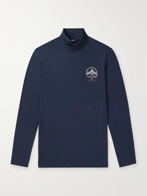 Brunello Cucinelli Slim-Fit Logo-Print Silk-Blend Rollneck Sweater