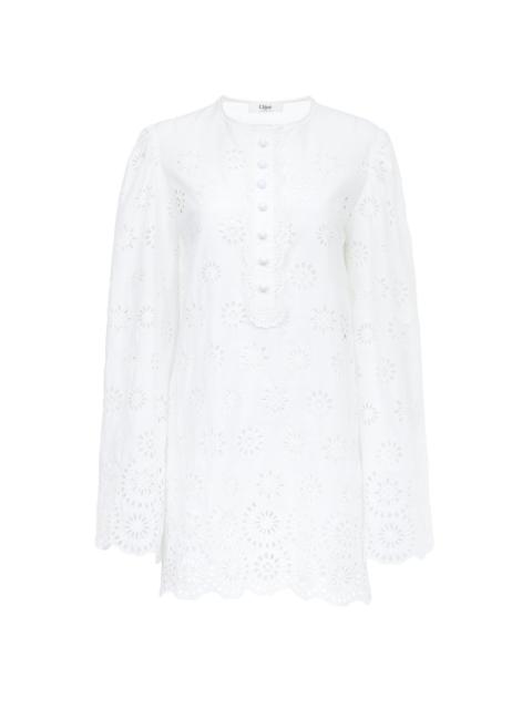 Chloé LONG-SLEEVE MINI DRESS IN COTTON VOILE