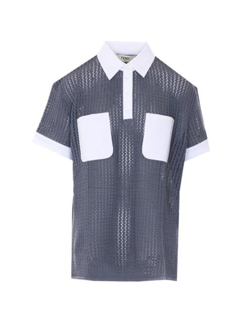 FENDI open-knit polo top