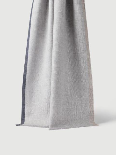 Brunello Cucinelli Wool and cashmere diagonal scarf with striped edge