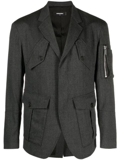 multiple-pocket single-breasted blazer