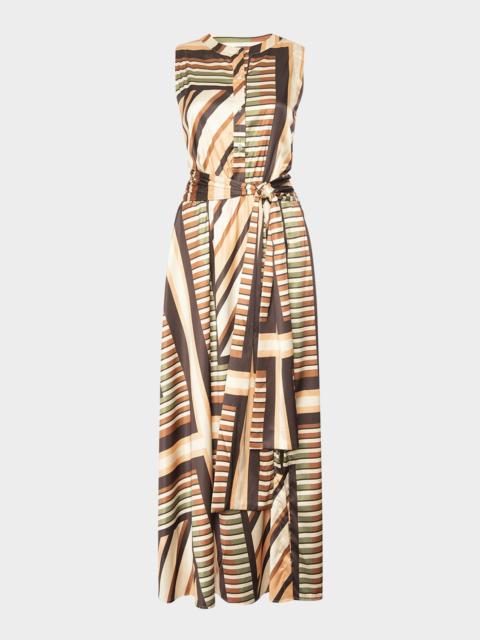 MISA Anabella Geometric Scarf Midi Dress
