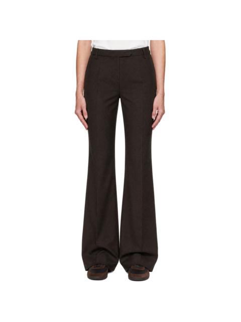 Tonywack Brown Loose Fit Wool Tailored Trousers