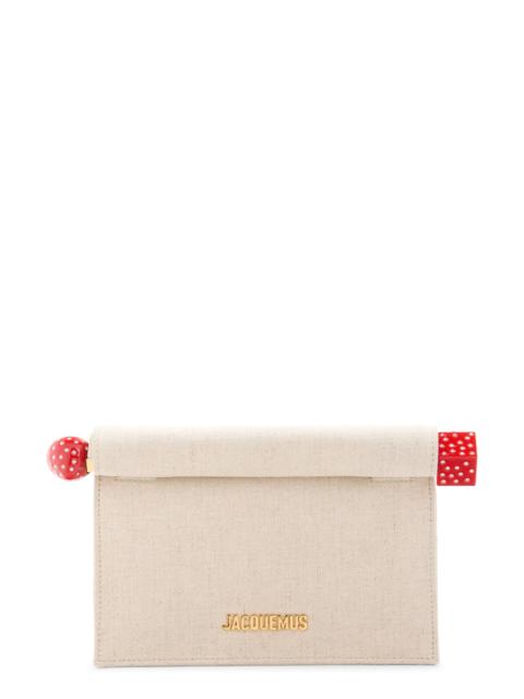 Jacquemus La Petite Pochette Rond Carré Canvas Clutch in Light Greige at Nordstrom