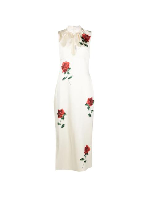 rose-print sleeveless maxi dress