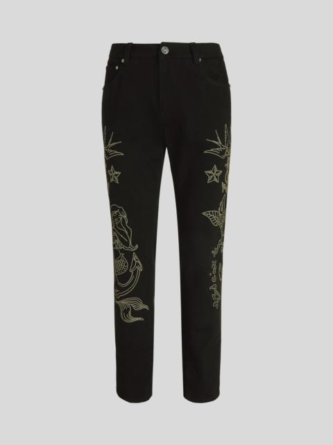 Etro JEANS WITH PLACED OLD SCHOOL EMBROIDERY