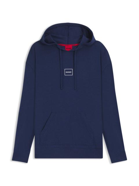 HUGO STRETCH-COTTON HOODIE WITH LOGO PRINT
