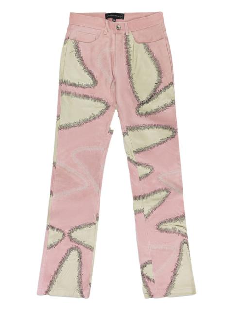 WHO DECIDES WAR amalgamated leather bootcut trousers