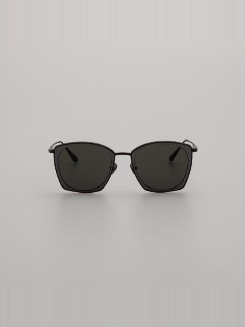 LINDA FARROW MILO SQUARE SUNGLASSES IN MATT NICKEL