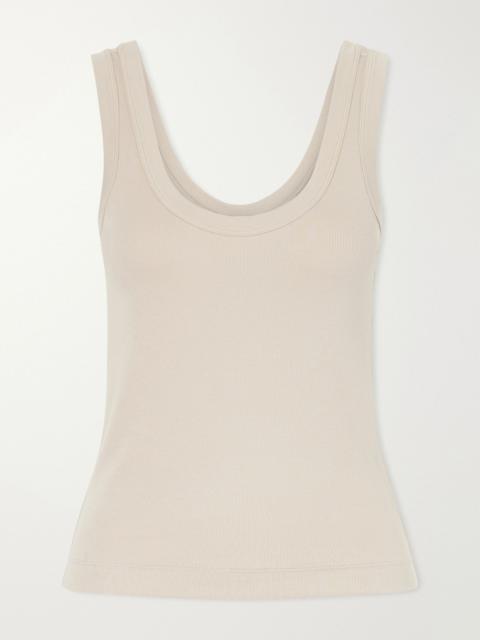 Brunello Cucinelli Ribbed cotton-blend jersey tank Beige