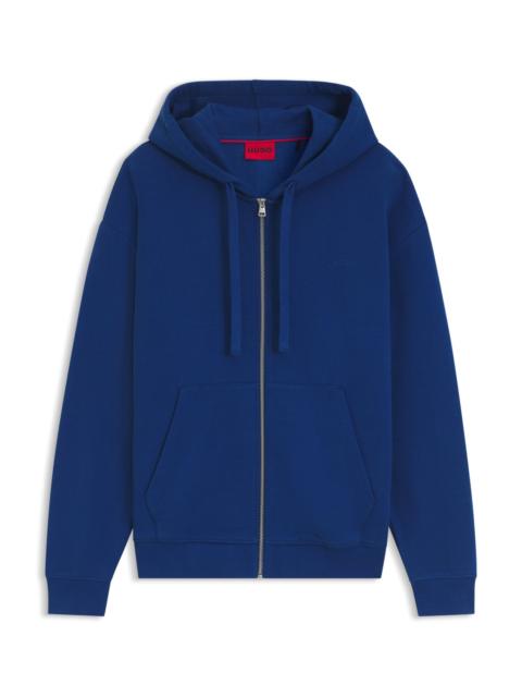 HUGO COTTON-TERRY ZIP-UP HOODIE WITH LOGO PRINT