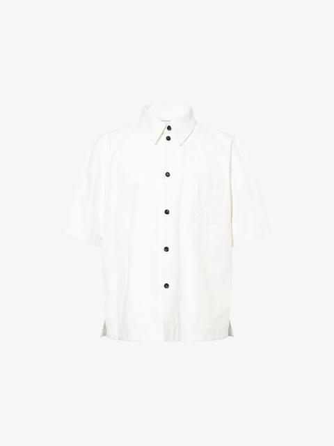 Papery Short-Sleeves Leather Shirt