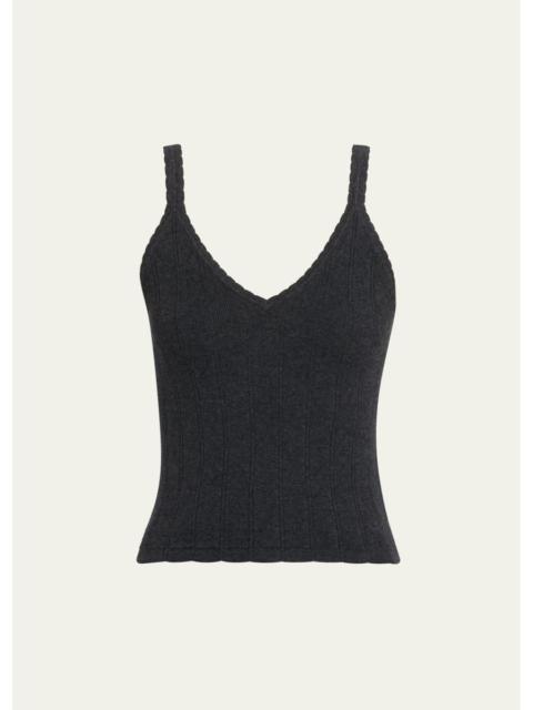 LISA YANG Suni Scalloped Cotton-Cashmere Rib Tank Top