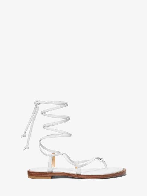 MICHAEL KORS Khloe Embellished Leather Lace-Up Sandal