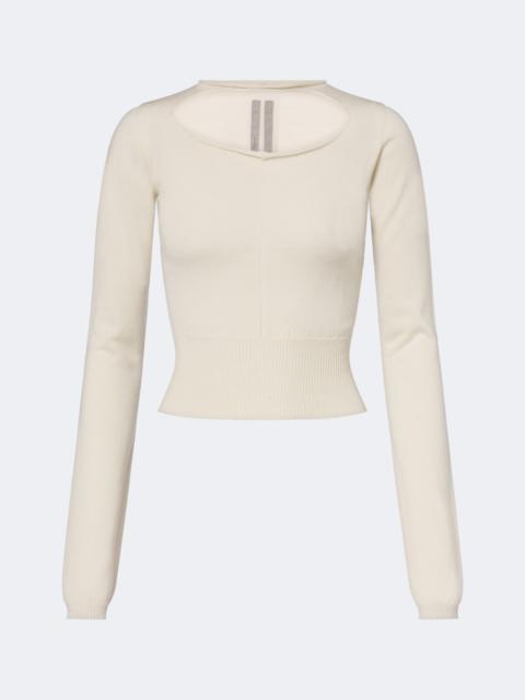 Rick Owens Slashed cut-out cropped virgin wool sweater