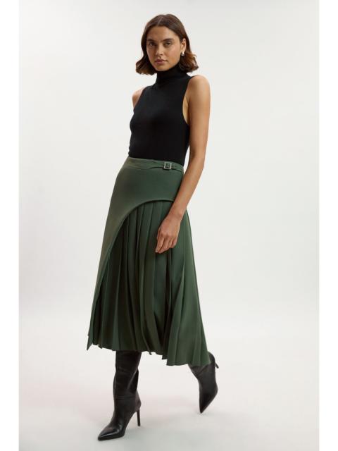 KAREN MILLEN Tailored Buckle Detail Pleated Midi Skirt