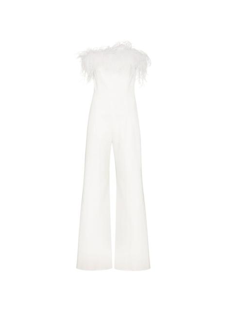 16ARLINGTON Taree feather-trim strapless jumpsuit