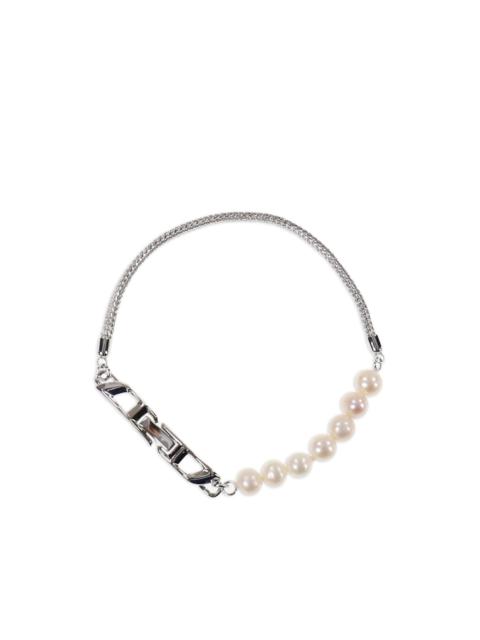 Diesel sterling silver pearl chain bracelet