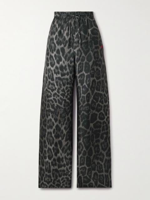Stella McCartney Leopard-print Organic Silk-satin Wide-leg Pants