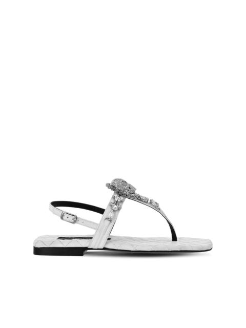 PHILIPP PLEIN crystal-skull leather sandals