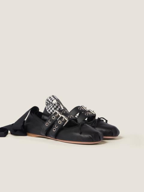 Nappa and calf leather ballerinas