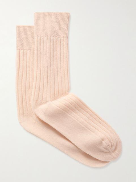 The Elder Statesman Ribbed cashmere socks Cream