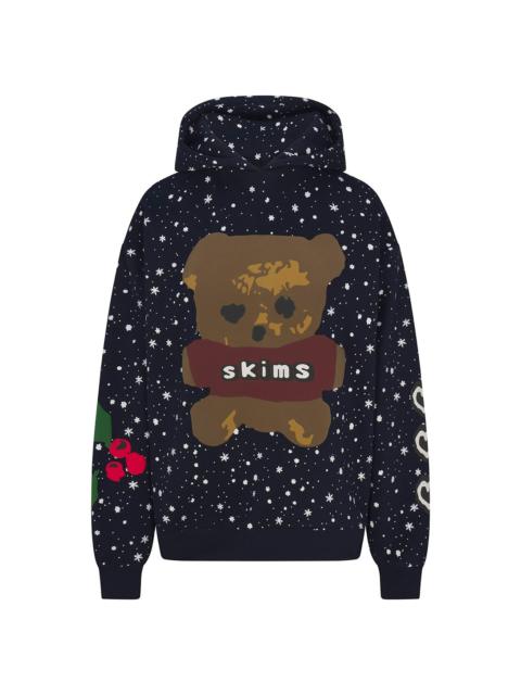 SKIMS COTTON FLEECE OVERSIZED HOODIE "Cactus Plant Flea Market - Navy Dove Snow Print" SKM029
