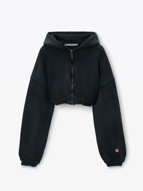 Alexander Wang Crop Zip Up Hoodie in Classic Terry